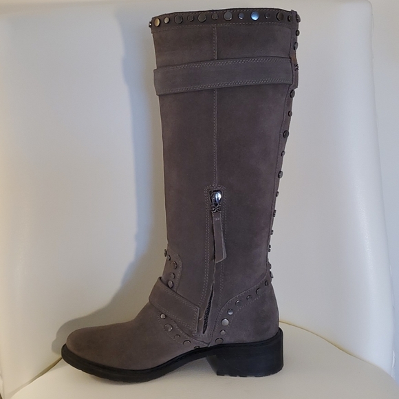 Sam Edelman Deyrn Stud Moto Gray Suede Boots - Picture 3 of 15